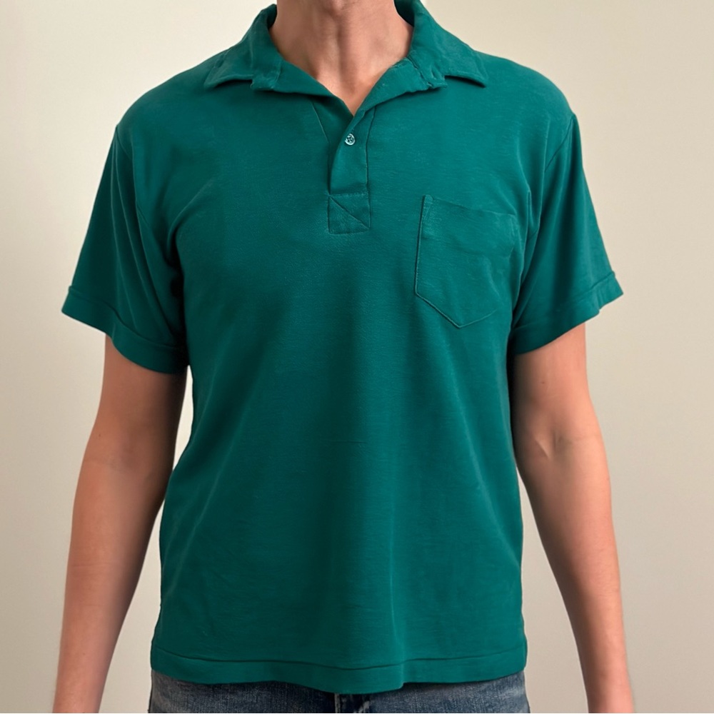 Vintage Main Stream Teal Polo Shirt - Picture 1 of 13